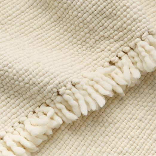 Silas Handwoven Warm White Wool Throw Blanket 50"x70"
