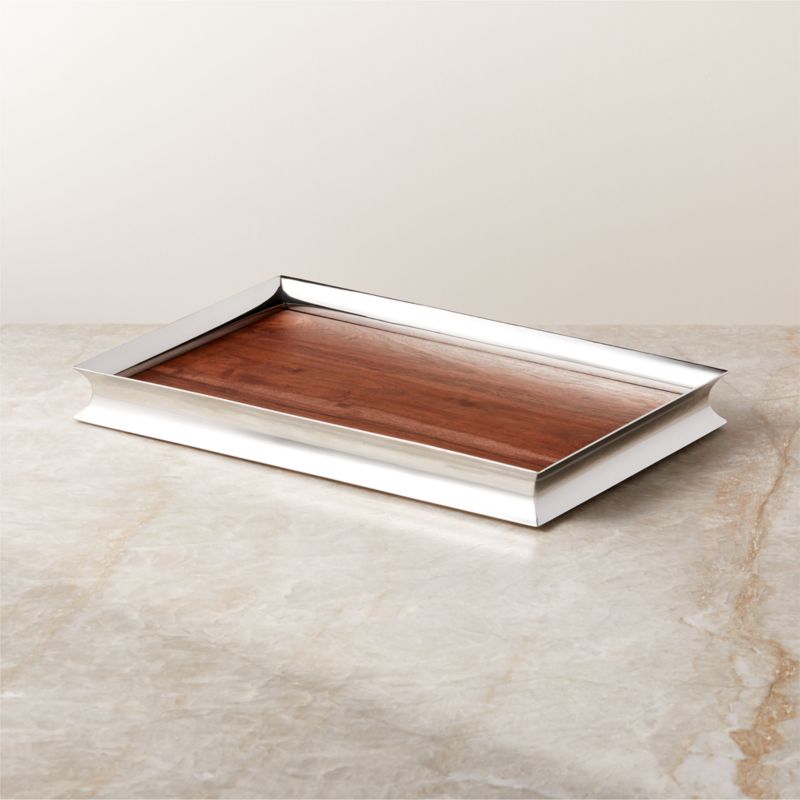 View Silhuet Stainless Steel and Wood Cocktail Tray details