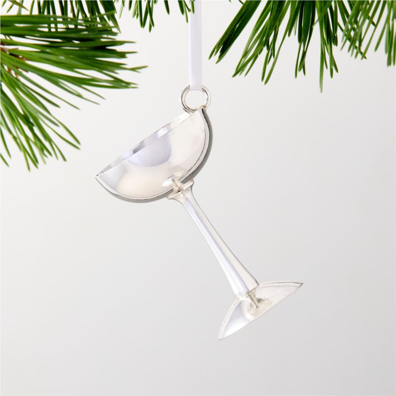 View Silver Coupe Glass Christmas Tree Ornament details