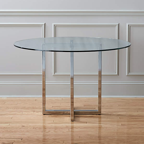 Silverado Chrome 47 Round Modern, Grey Wood And Chrome Dining Table