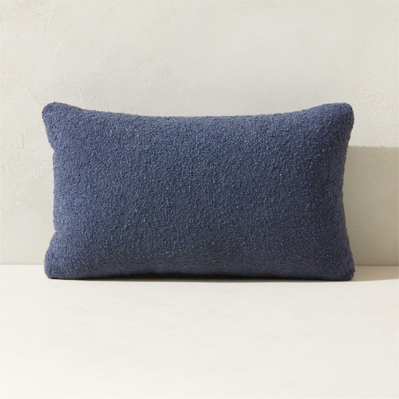 Silves Dark Navy Boucle Outdoor Lumbar Pillow 20 x12 CB2