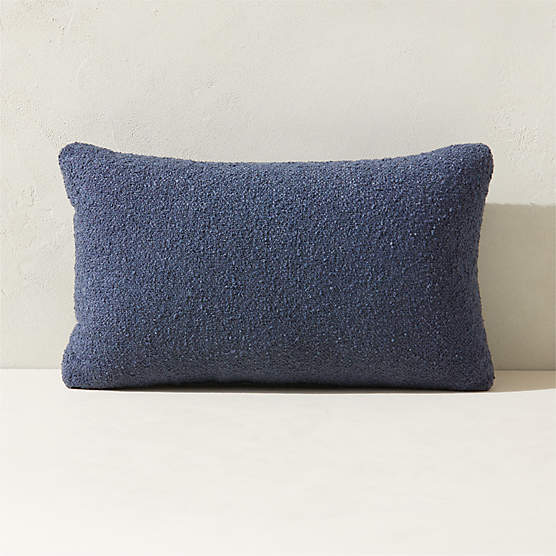 Silves Dark Navy Boucle Outdoor Lumbar Pillow 20"x12"