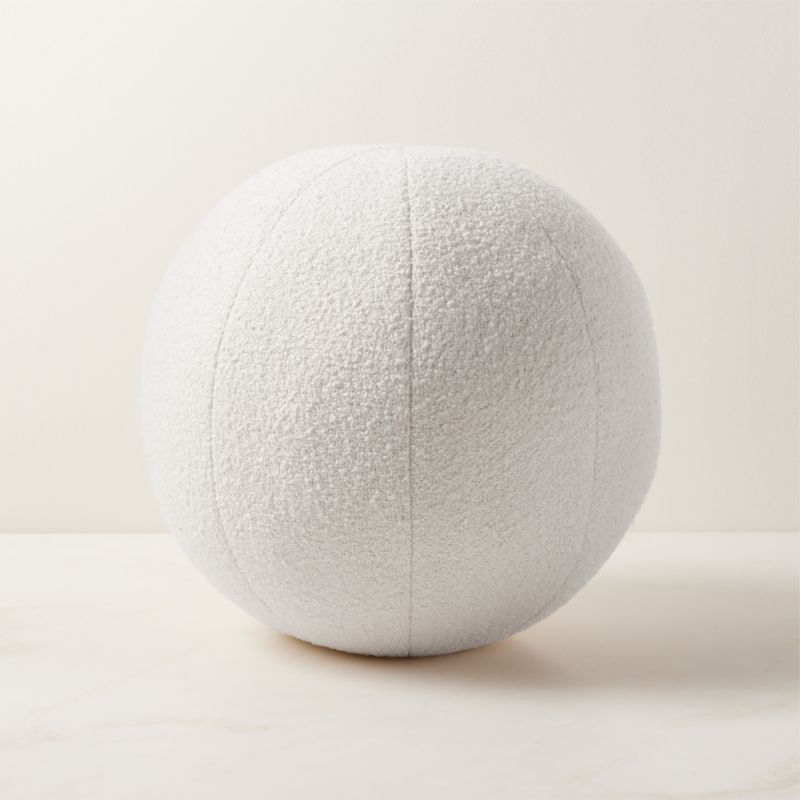 Silves White Boucle Sphere Outdoor Throw Pillow 12" - image 1 of 5