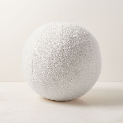 Silves White Boucle Sphere Outdoor Throw Pillow 12"