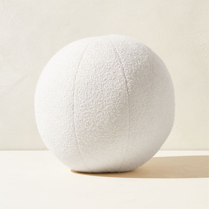 Silves White Boucle Sphere Outdoor Throw Pillow 12" - image 0 of 5