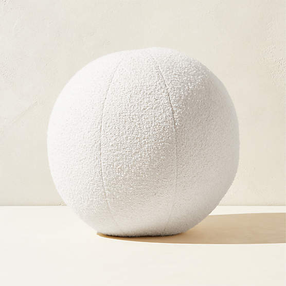 Silves White Boucle Sphere Outdoor Throw Pillow 12"