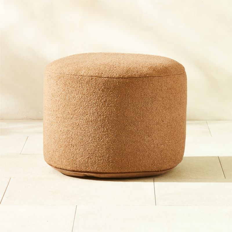 Silves Light Brown Boucle Outdoor Pouf 24" - image 0 of 3