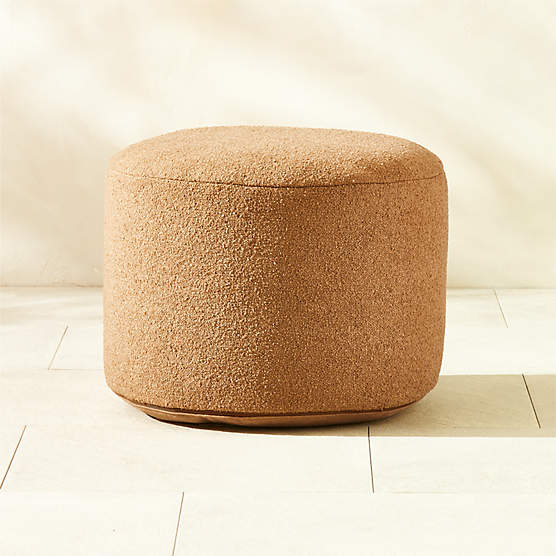 Silves Light Brown Boucle Outdoor Pouf 24"