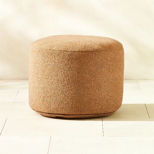 Silves Light Brown Boucle Outdoor Pouf 24"