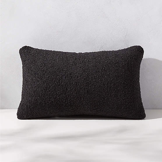 Silves Black Boucle Outdoor Lumbar Pillow 20''x12''