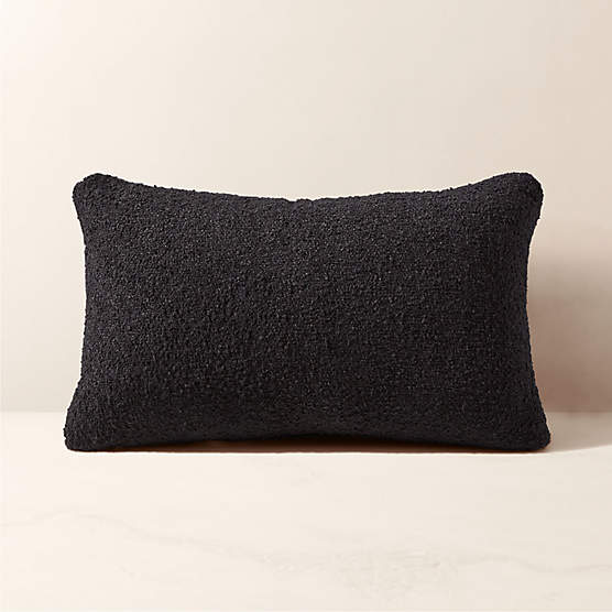 Silves Black Performance Boucle Outdoor Lumbar Pillow 20''x12''