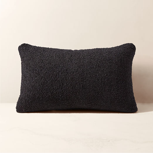 Silves Black Performance Boucle Outdoor Lumbar Pillow 20''x12''