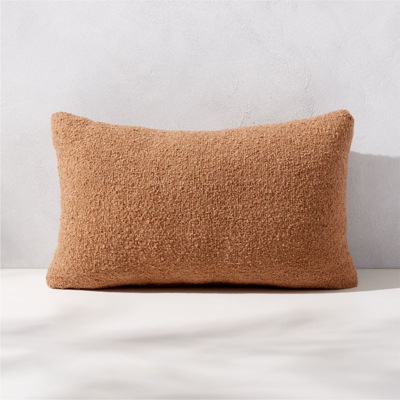 Camel Brown Organic Soft Boucle 20x20 Throw Pillow Cover with