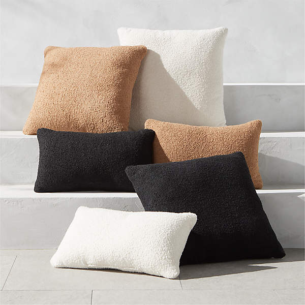 Intersect White Boucle Modern Throw Pillow with Feather-Down Insert 20 +  Reviews | CB2