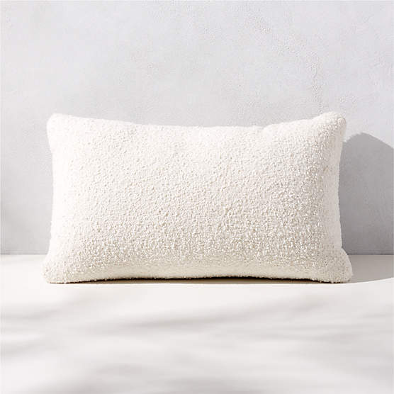 Silves White Boucle Outdoor Lumbar Pillow 20''x12''