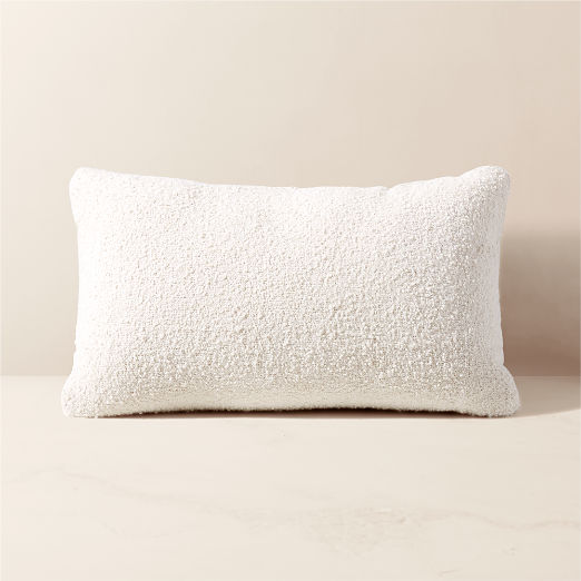 Silves White Performance Boucle Outdoor Lumbar Pillow 20''x12''