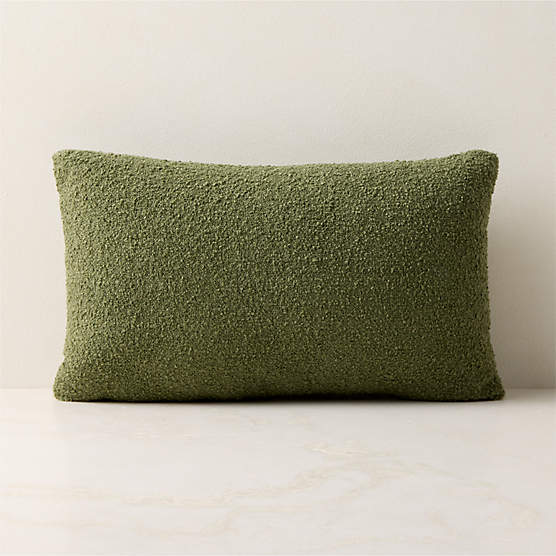 Silves Green Boucle Outdoor Lumbar Throw Pillow 20"x12"