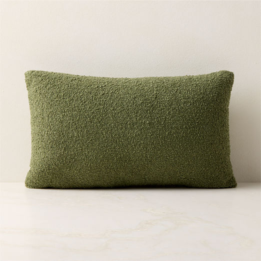 Silves Green Performance Boucle Outdoor Lumbar Throw Pillow 20"x12"