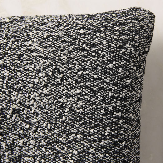 Silves Heathered Black and White Boucle Outdoor Lumbar Throw Pillow 20"x12"