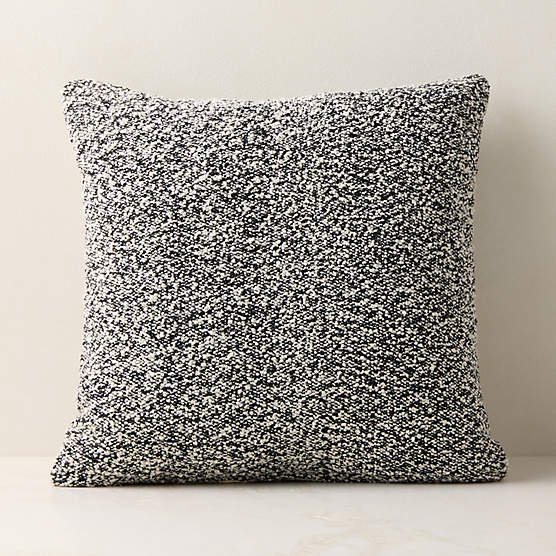 Silves Heathered Black and White Boucle Outdoor Throw Pillow 20"x20"