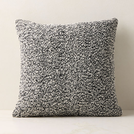 Silves Heathered Black and White Performance Boucle Outdoor Throw Pillow 20"x20"