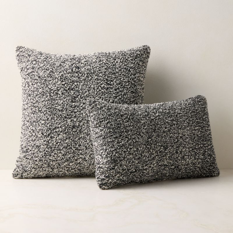 Silves Heathered Black and White Boucle Outdoor Lumbar Throw Pillow 20"x12" - image 2 of 6