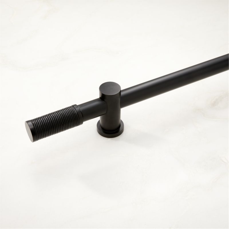 Silvio Black Curtain Rod with Black Leather Finial 48''x88''x1.25'' - image 0 of 3