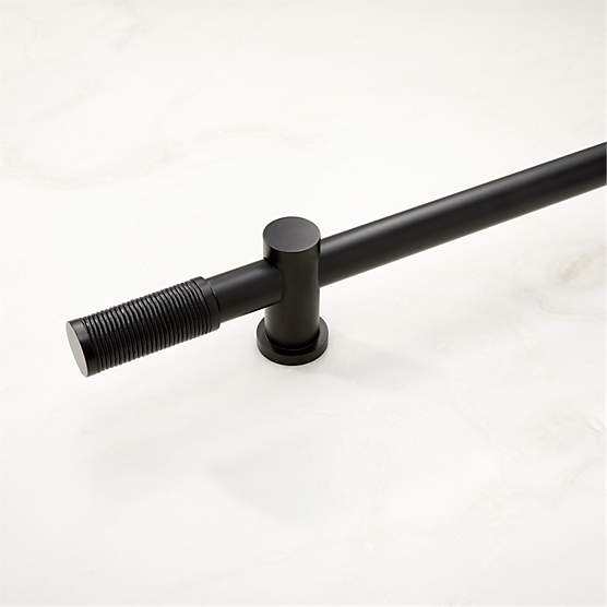 Silvio Black Curtain Rod with Black Leather Finial 88''x120''x1.25''