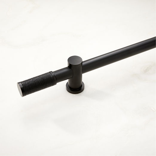 Silvio Black Curtain Rod with Black Leather Finial 48''x88''x1.25''