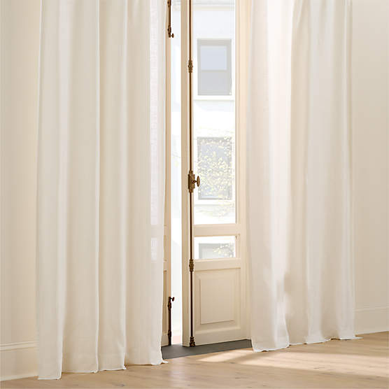 Simona Warm White Open weave Linen Blend Window Curtain Panel 48"x84"