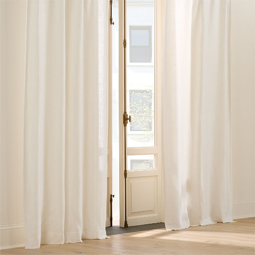 Simona Warm White Open weave Linen Blend Window Curtain Panel 48"x84"