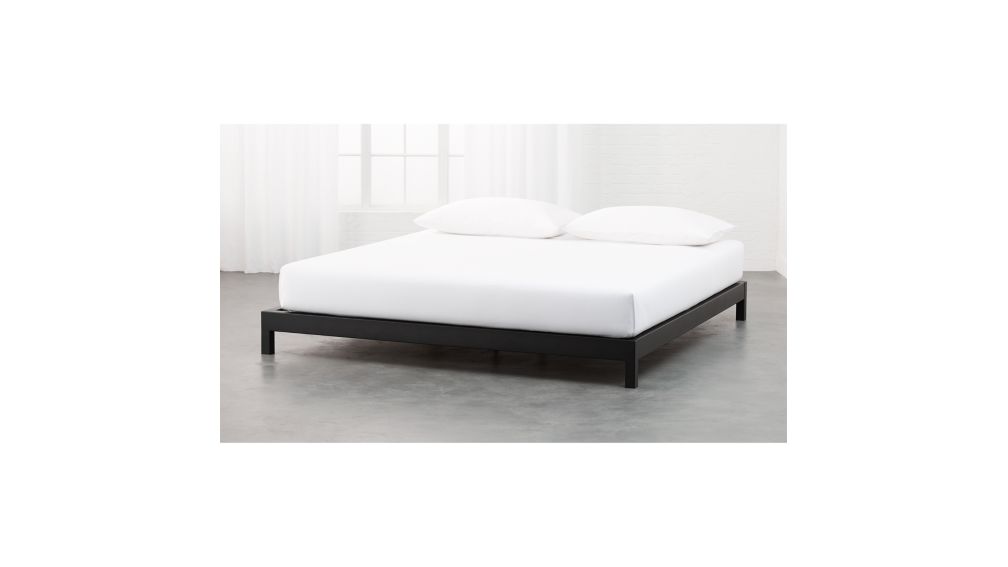 Simple Black Metal Bed Base King + Reviews CB2