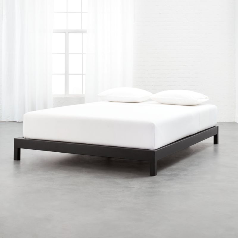 Simple Black Metal Bed Base Queen Reviews Cb2