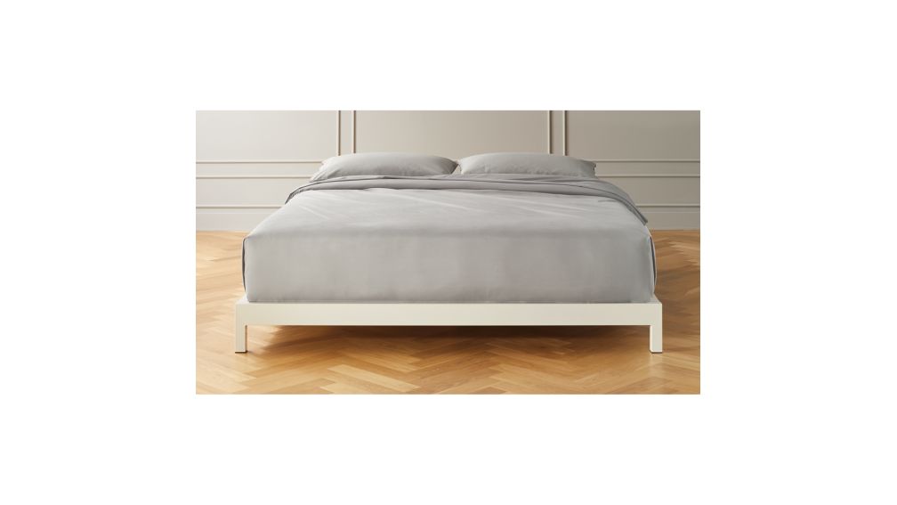 Simple White Metal Bed Base King + Reviews | CB2