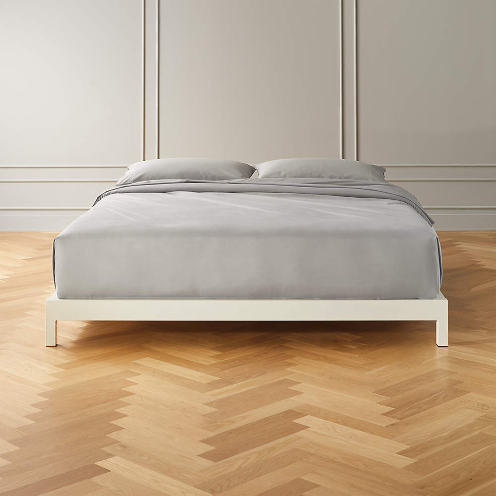Simple White Metal Bed Base King, Cb2 King Bed