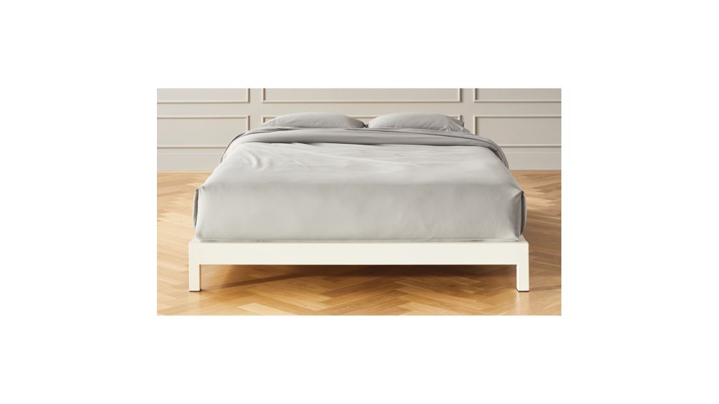 Simple White Metal Bed Base Queen + Reviews | CB2