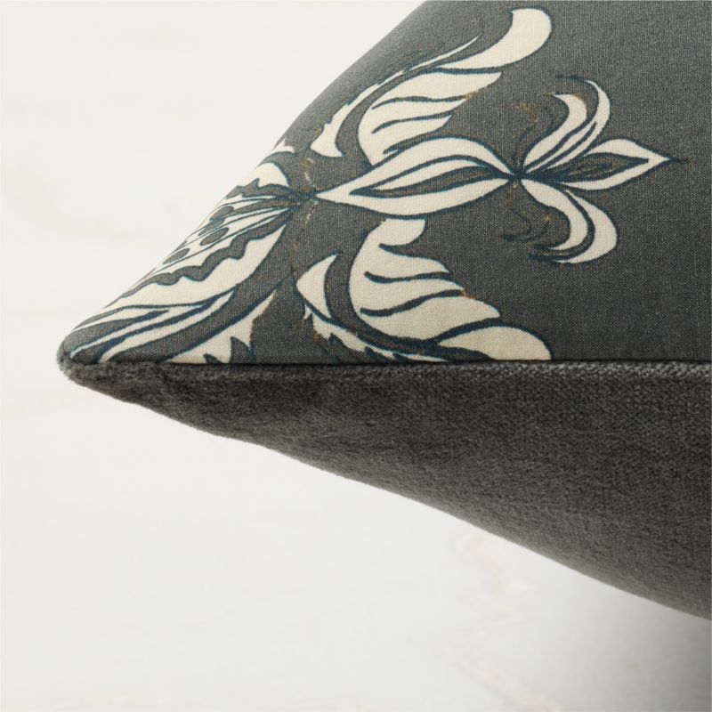 Sinclair Smoked Green Printed Silk Throw Pillow with Feather-Down Insert 23"x23" - image 3 of 5