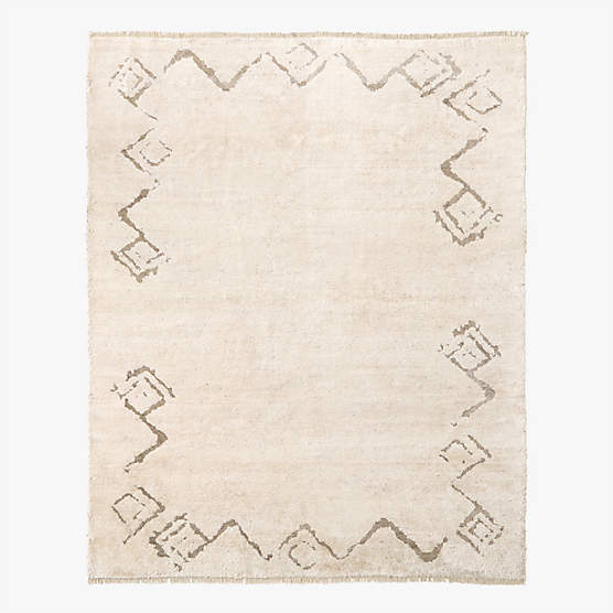 Sirocco Cool White and Grey Green Handknotted Viscose Area Rug 8'x10' by Kravitz Design
