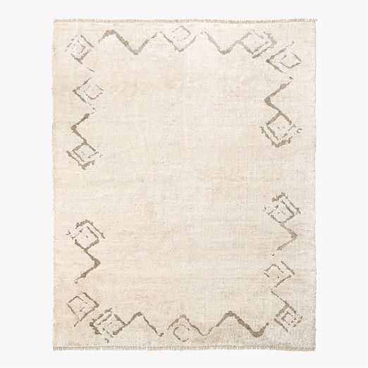 Sirocco Cool White and Grey Green Handknotted Viscose Area Rug 9'x12' by Kravitz Design