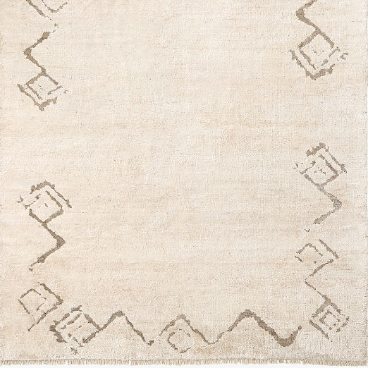 Sirocco Cool White and Grey Green Handknotted Viscose Rug Swatch 12"x12" by Kravitz Design