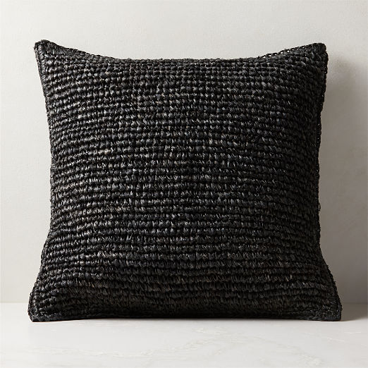 Sisal Woven Black Throw Pillow Cover 23"