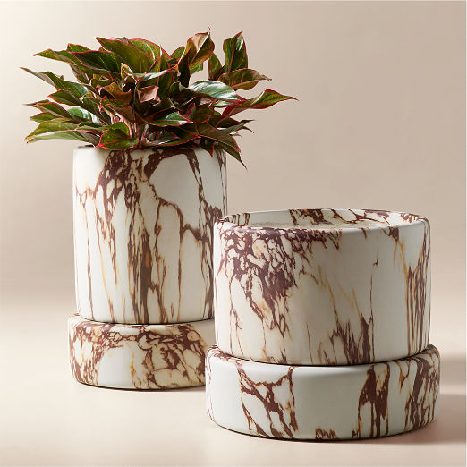 Situ Faux Red Calacatta Marble Planters