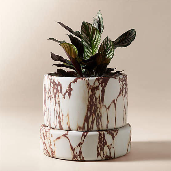Situ Faux Red Calacatta Marble Planter Short