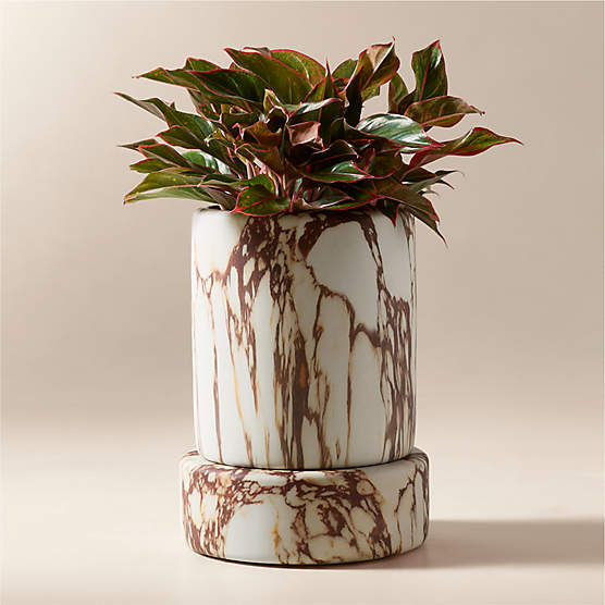 Situ Faux Red Calacatta Marble Planter Tall