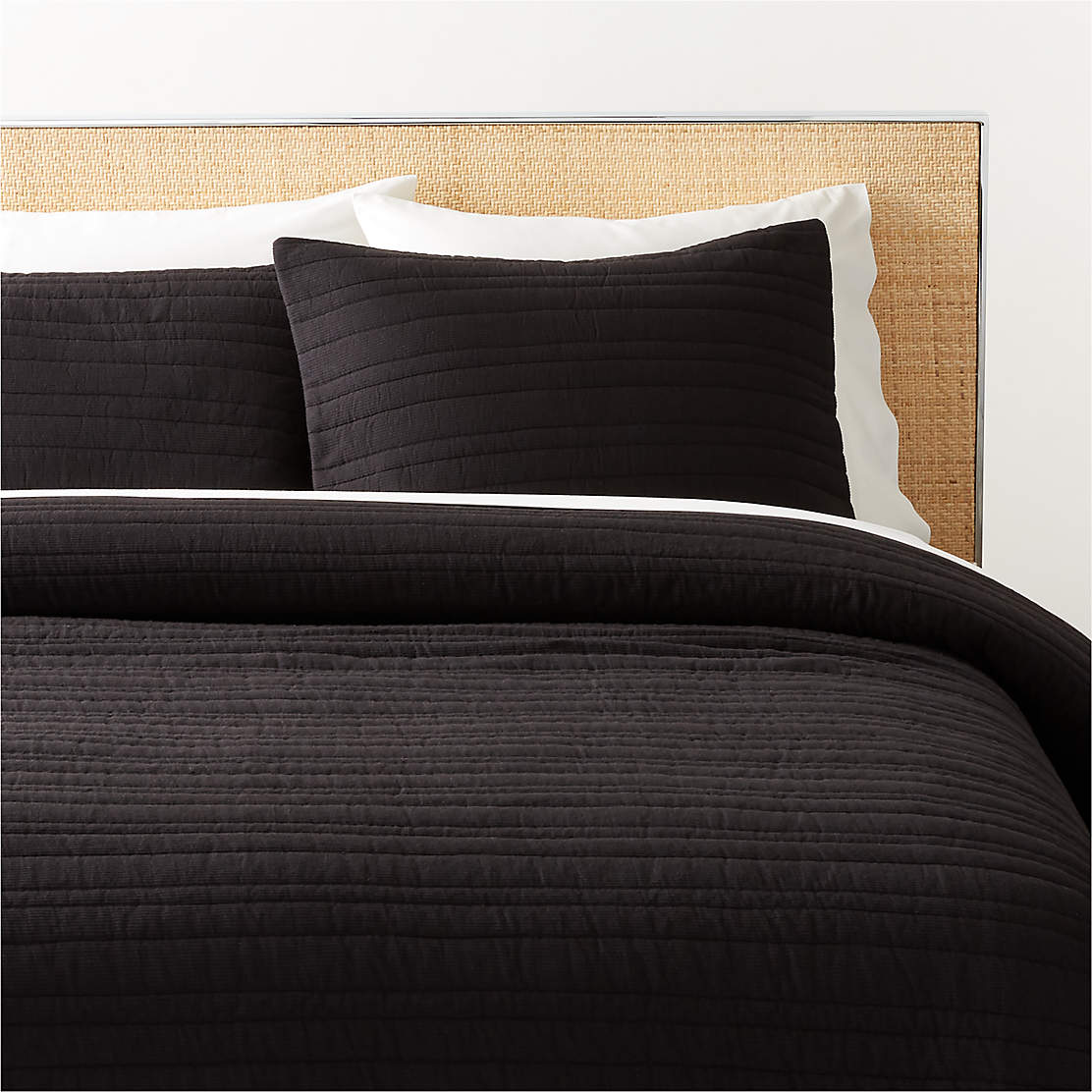 Alcina Organic Cotton Black Queen Quilt | CB2