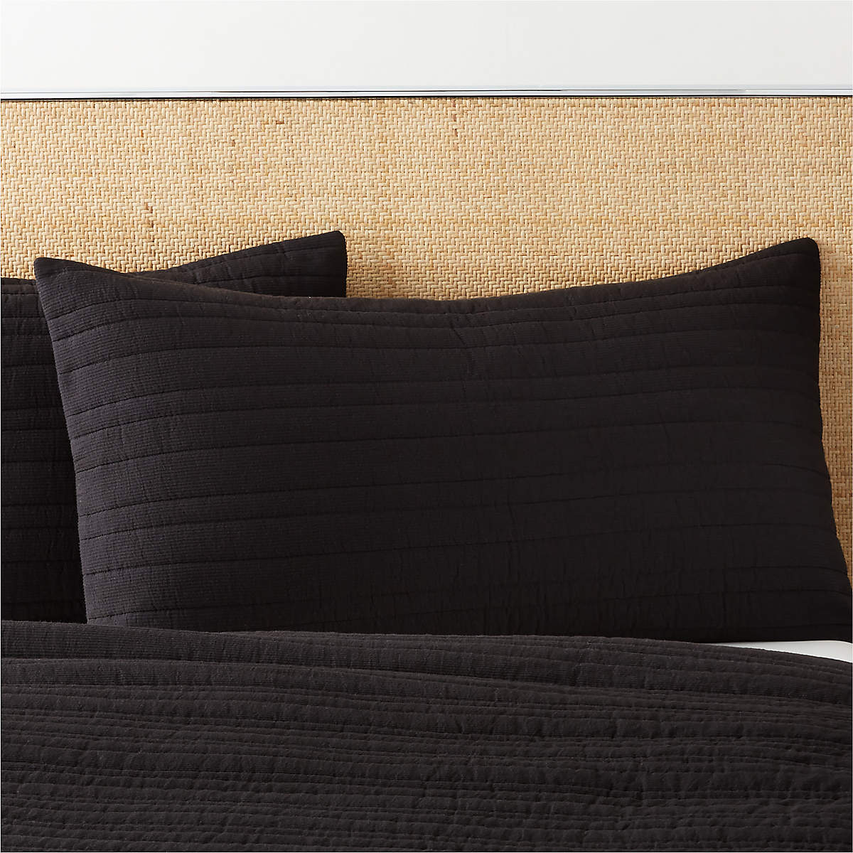 Siza Organic Cotton Black King Pillow Shams Set of 2 CB2