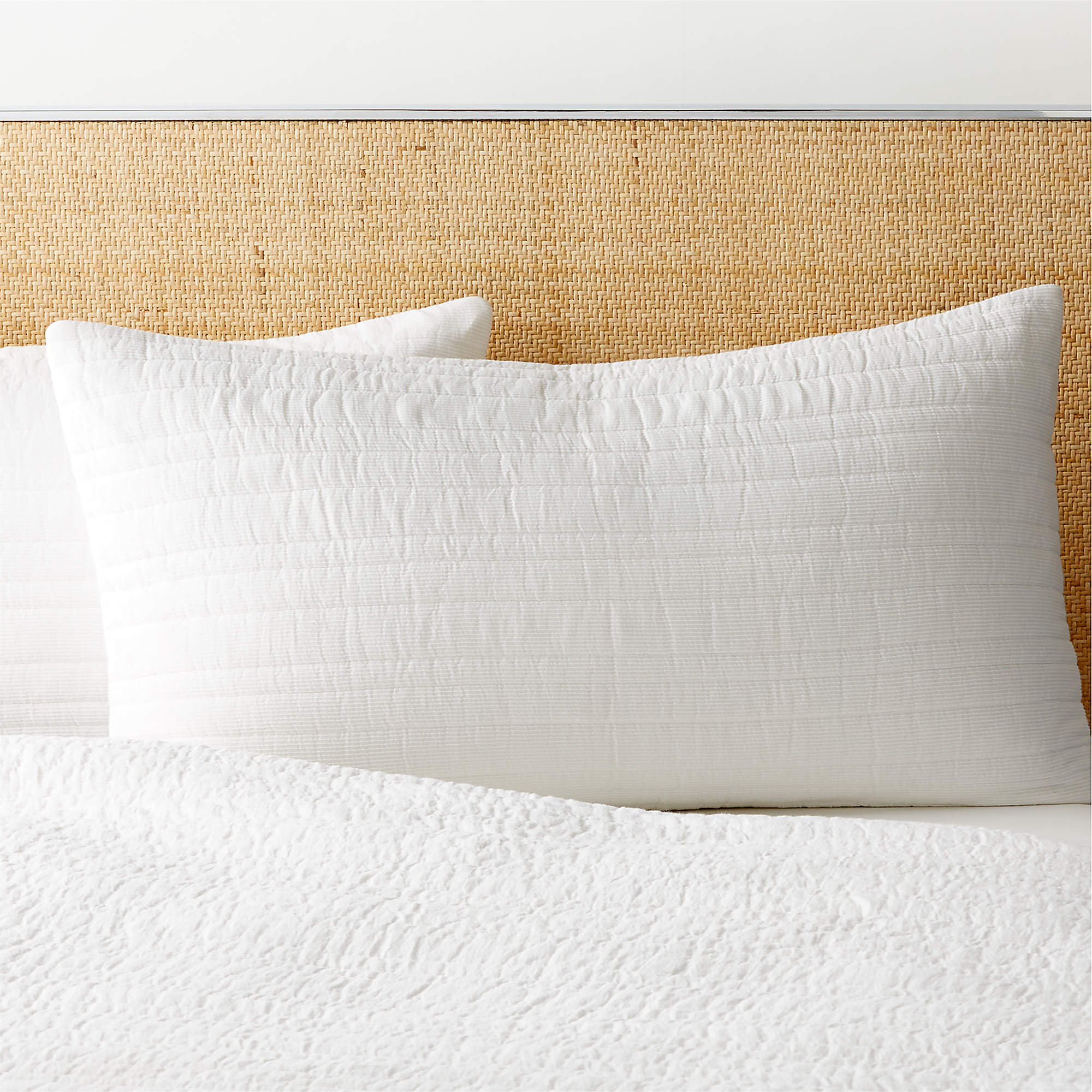 Siza Organic Cotton Warm White King Pillow Shams Set of 2 CB2