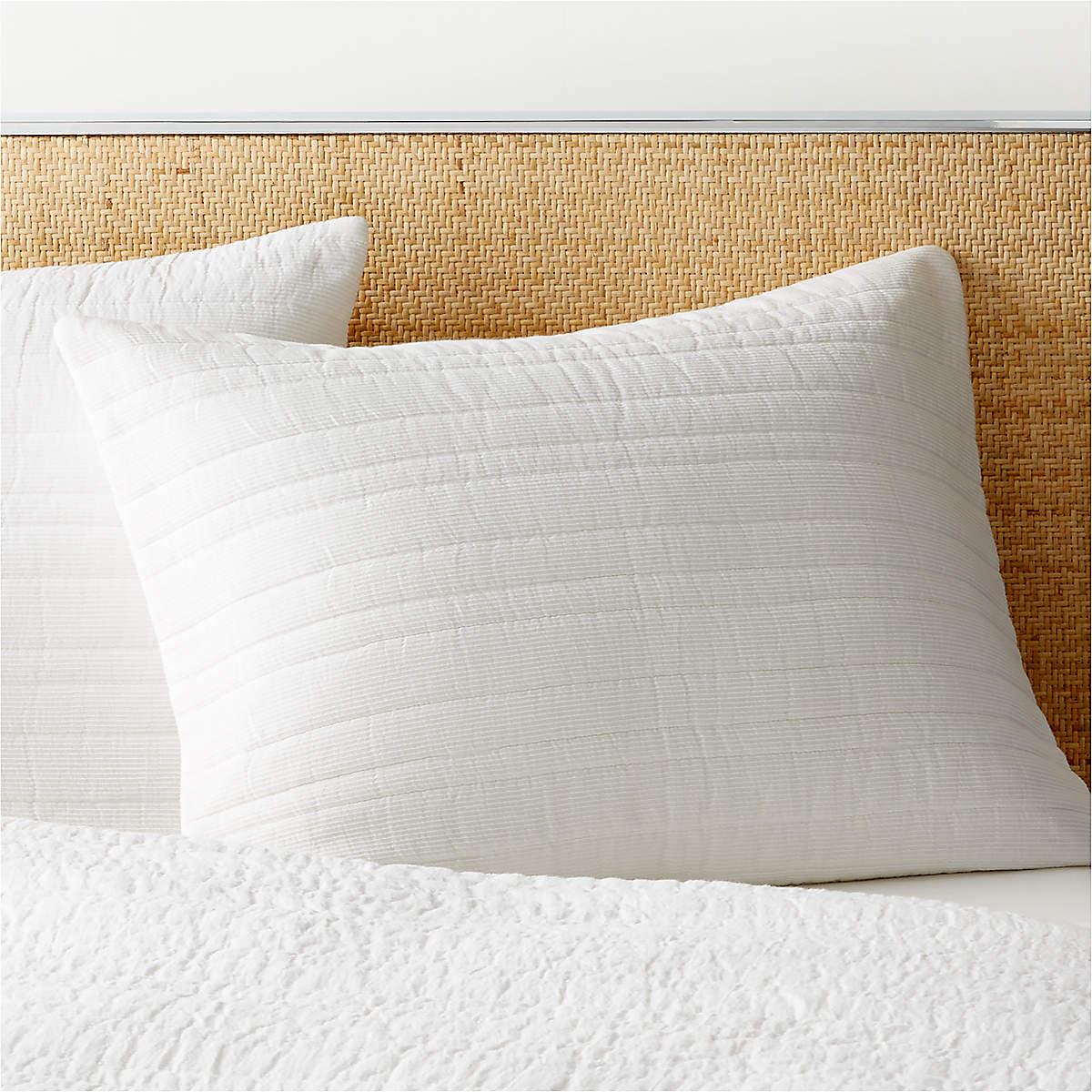 Siza Organic Cotton Warm White Standard Pillow Shams Set of 2 CB2