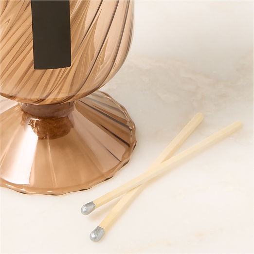 Small Amber Glass Helix Cloche with Silver Matches