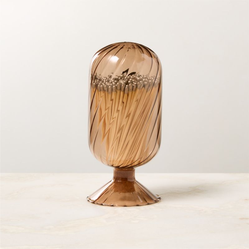 View Small Amber Glass Helix Cloche with Silver Matches details